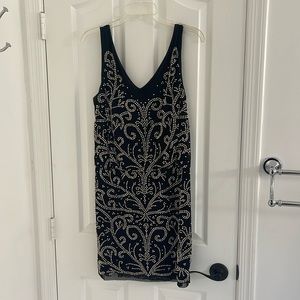 Black beaded cocktail dress